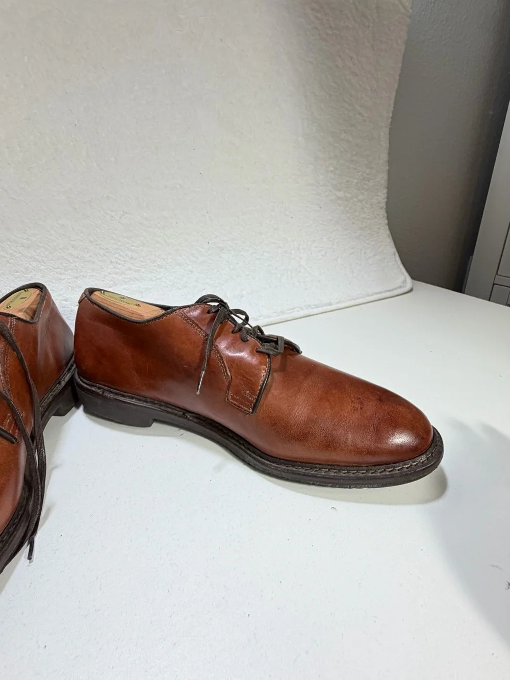 Allen Edmonds Men’s Brown Leather Plain Toe Derby Rubber Sole Shoes Size 10
